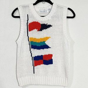 Vintage Robert Scott Ltd Flags Sweater Vest Size Small